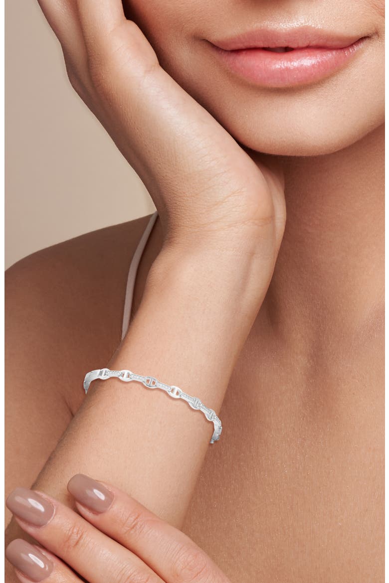 Mariner Cubic Zirconia Bangle, Alternate, color, SILVER