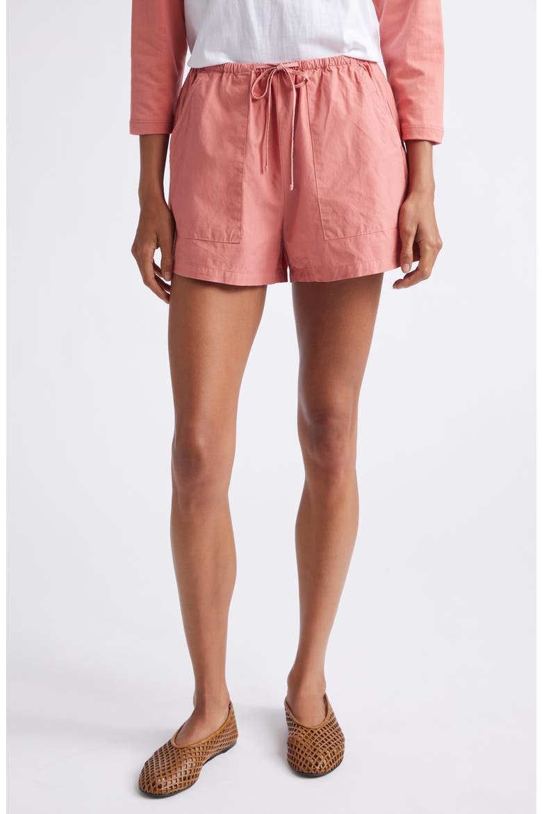 Kyoto Patch Pocket Cotton Drawstring Shorts, Main, color, CARNATION