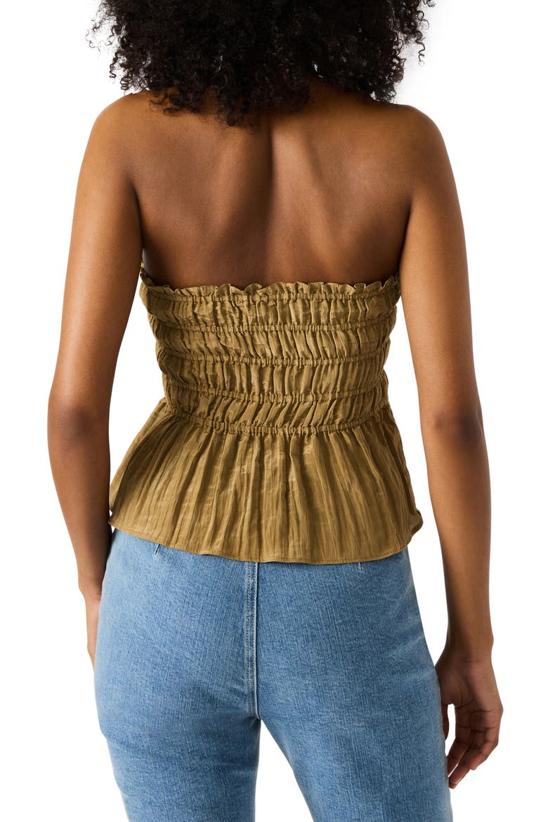 Cambria Strapless Smocked Peplum Top, Alternate, color, DEEP OLIVE