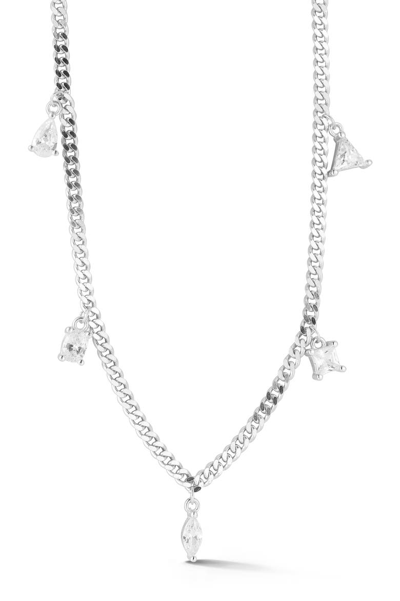 Charm Curb Necklace, Main, color, SILVER