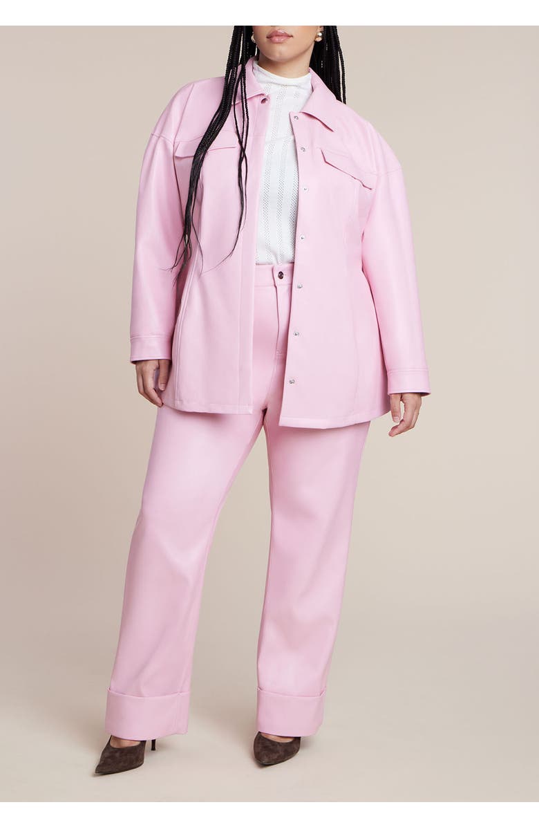 ELOQUII Cuffed Faux Leather Pant, Alternate, color, Romance Rose