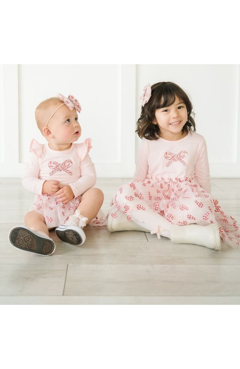 Sweet Wink Candy Cane Confetti Christmas Long Sleeve Tutu Dress, Alternate, color, Pink