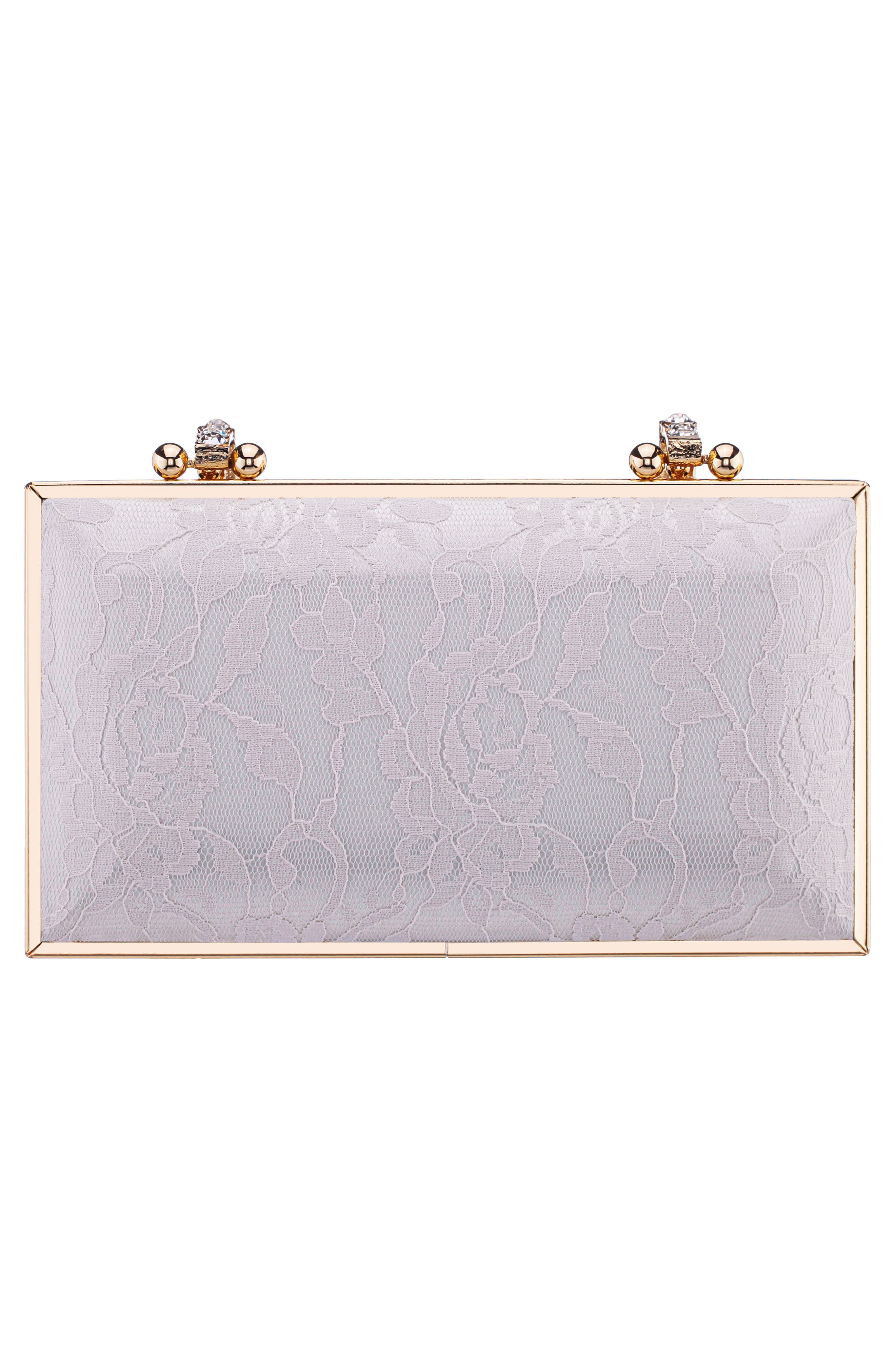 Boujee Crystal Lace Clutch, Alternate, color, IVORY