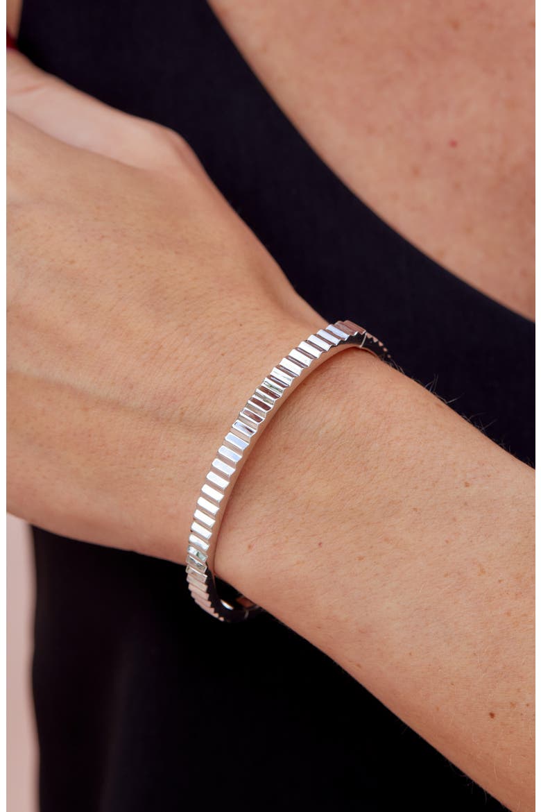 Ribbed Bangle, Alternate, color, RHODIUM