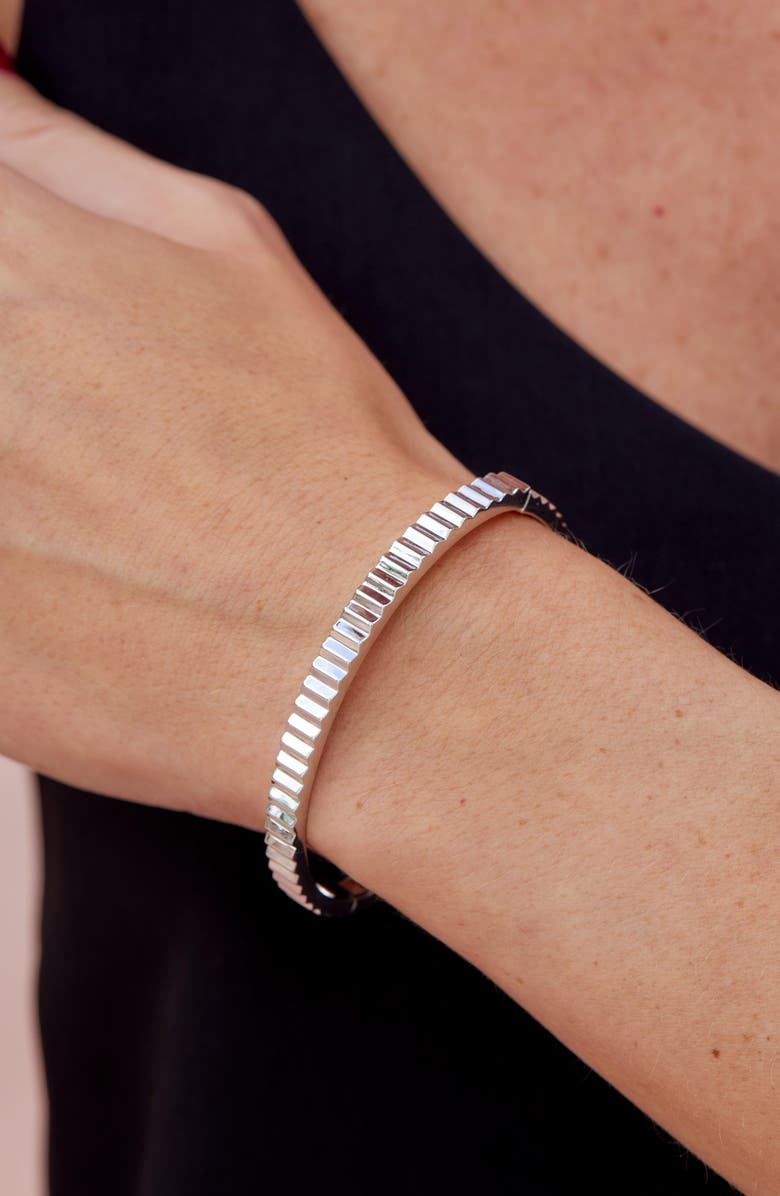 SAVVY CIE JEWELS Ribbed Bangle, Alternate, color, Rhodium