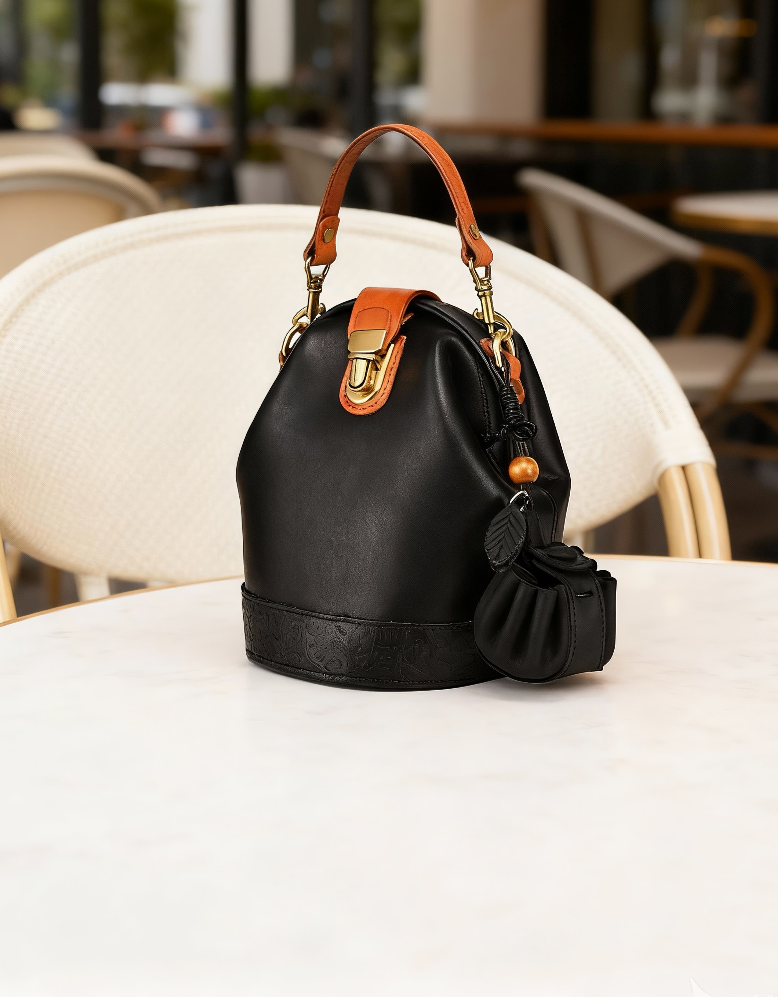 OLD TREND Buki Genuine Leather Mini Charm, Alternate, color, Black