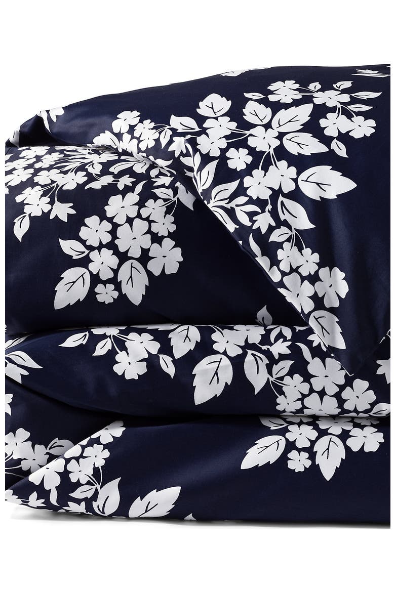 700 Thread Count Luxe Sateen Egyptian Cotton No Iron Bed Pillow Sham, Alternate, color, Deep Sea Navy/White Floral