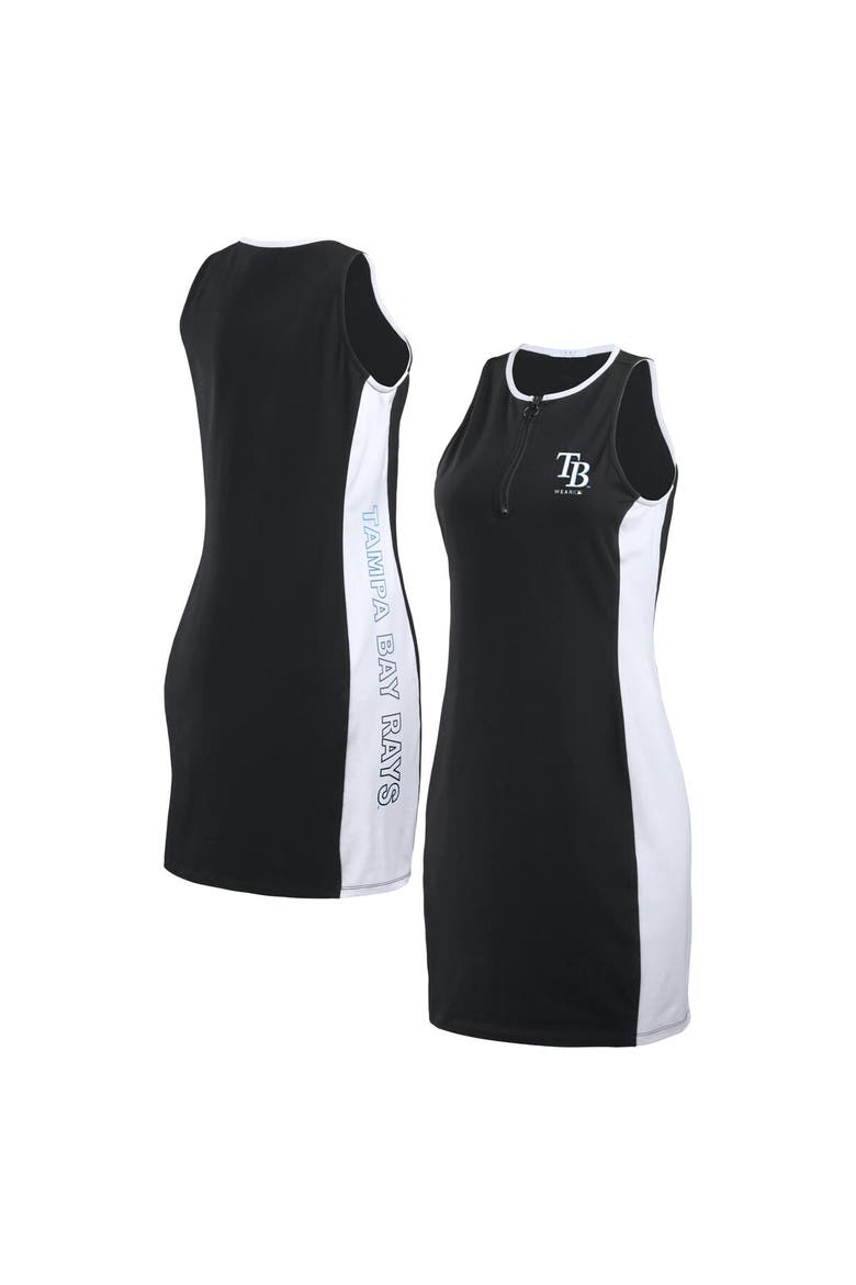 Women's WEAR by Erin Andrews Black Tampa Bay Rays Color Block Quarter-Zip Sleeveless Dress, Alternate, color, Black