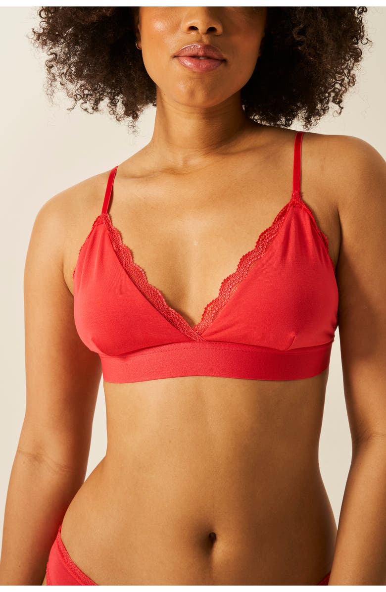 Stripe & Stare Lace Bralette & Original Knicker Set, Main, color, Hibiscus
