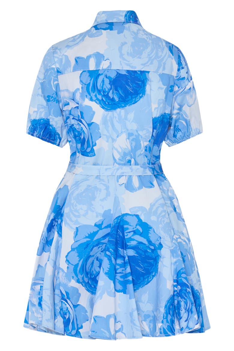 Juni Floral Stretch Cotton Poplin Mini Shirtdress, Alternate, color, BLUE MULTI