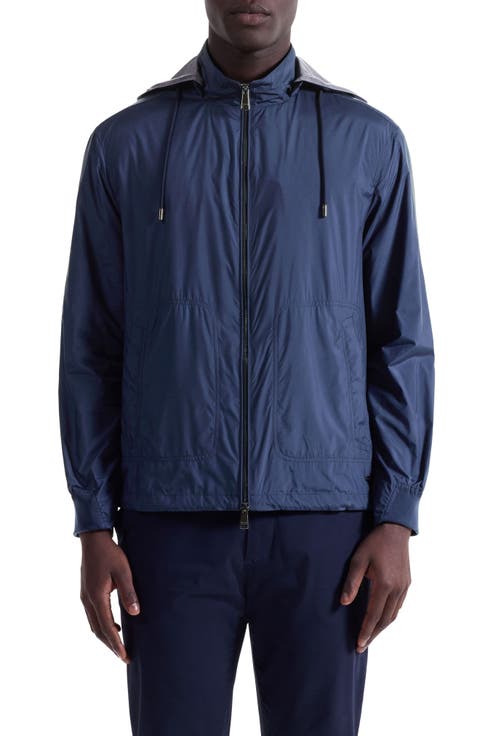 Water Repellent Windbreaker with Removable Drawstring Hood