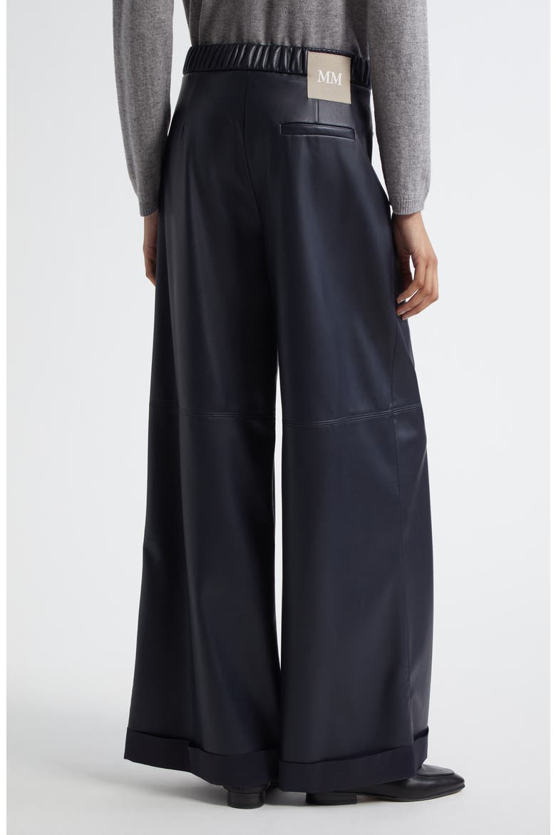 Marina Faux Leather Wide Leg Pants, Alternate, color, NAVY