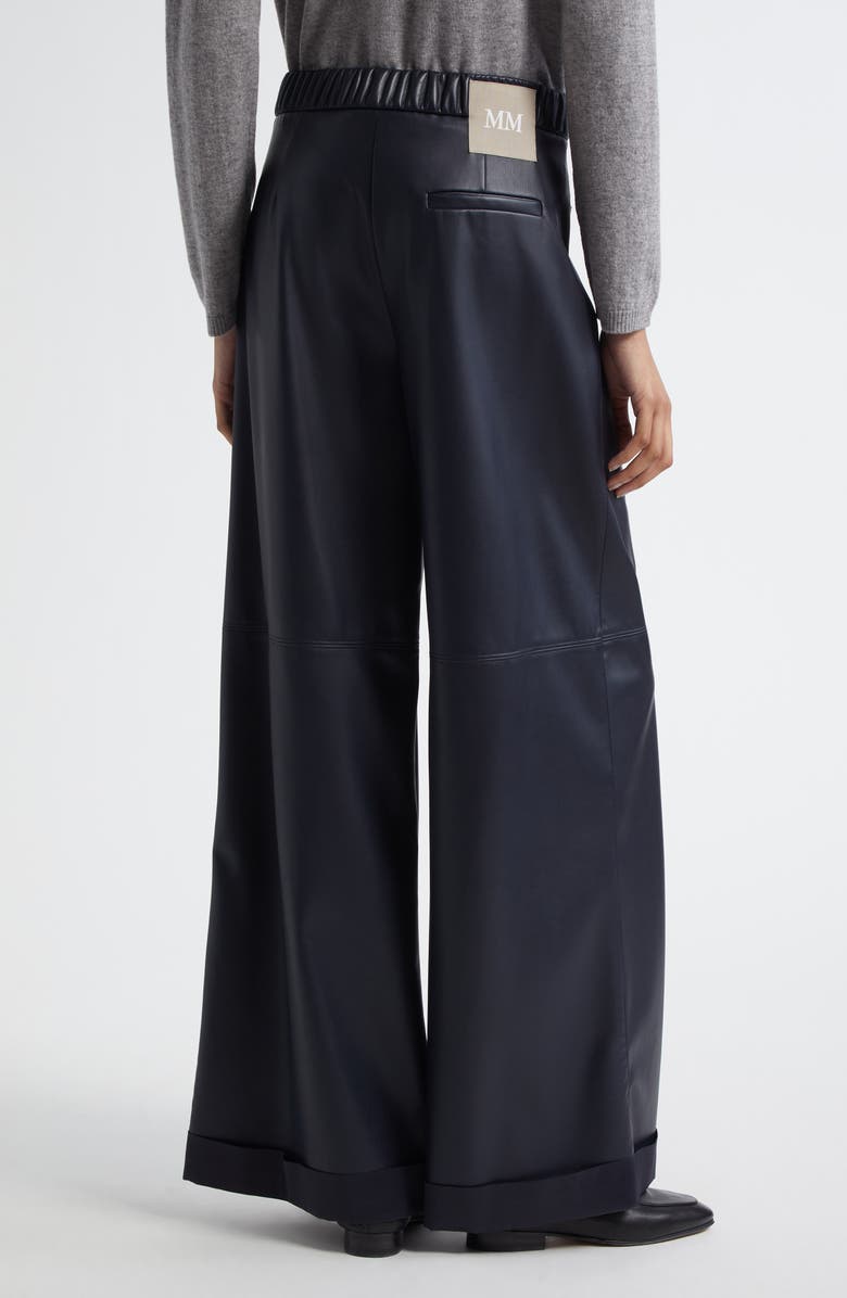 MM by Max Mara Marina Faux Leather Wide Leg Pants, Alternate, color, Navy