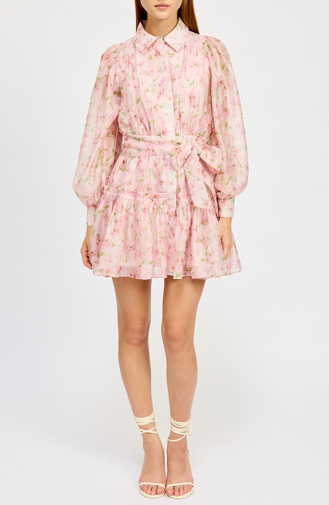 En Saison Josette Floral Long Sleeve Mini Shirtdress