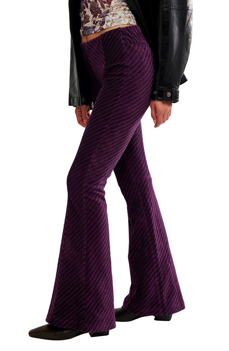 Free People Penny Flare Velvet Pants, Alternate, color, Vintage Grape