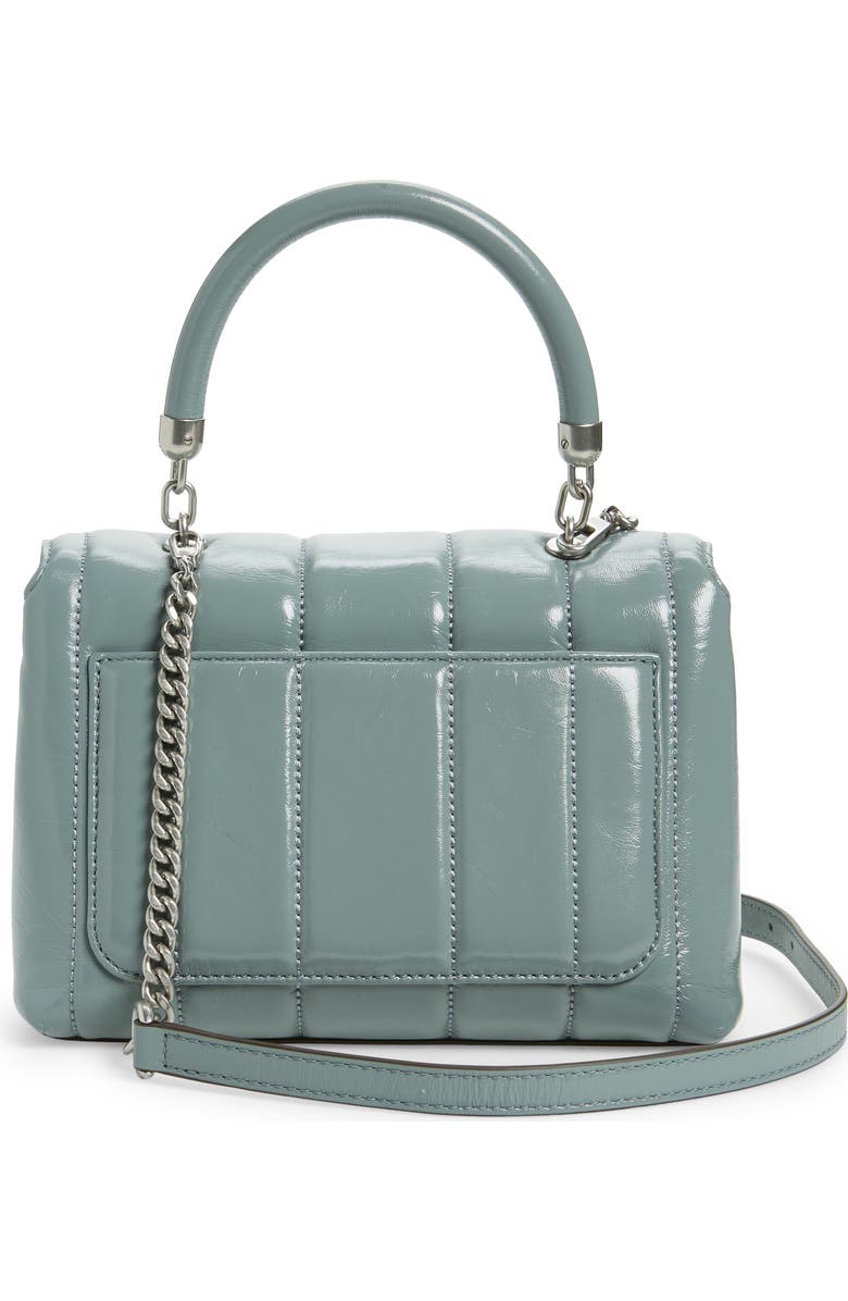 Tory Burch Kira Small Quilted Patent Leather Satchel, Alternate, color, Light Arctic