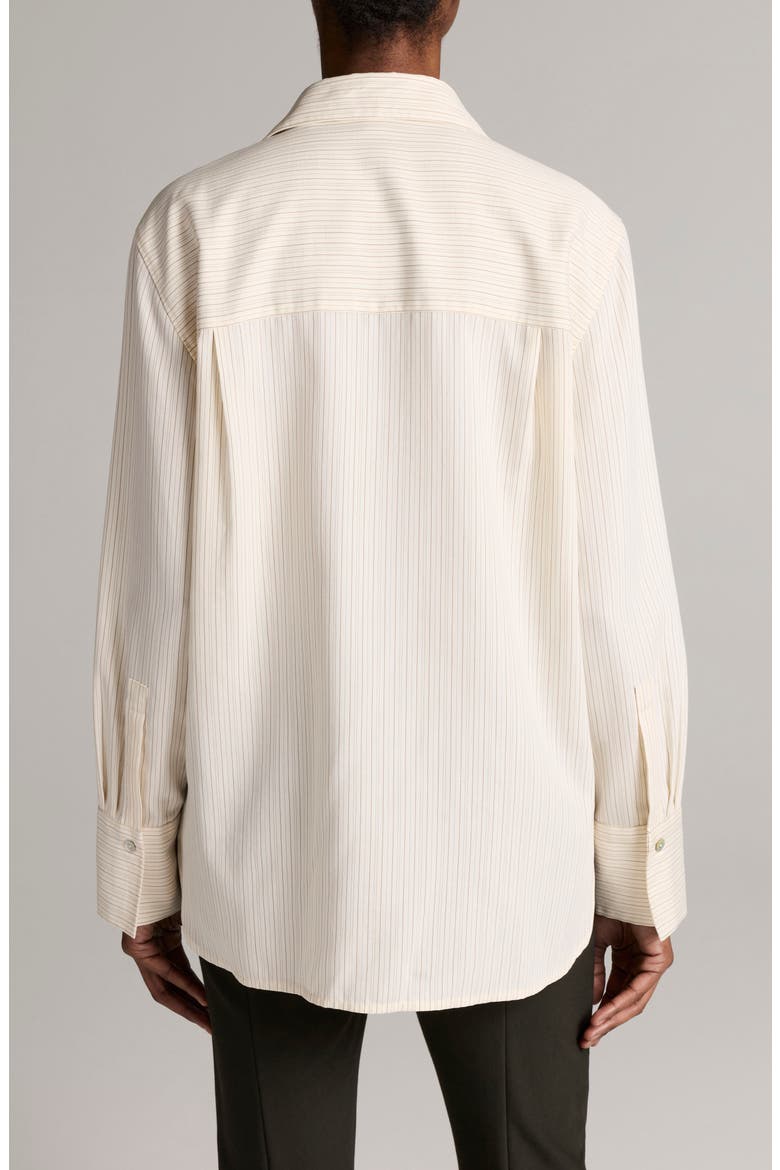 Striped Long Sleeve Shirt, Alternate, color, CREAM/ BROWN