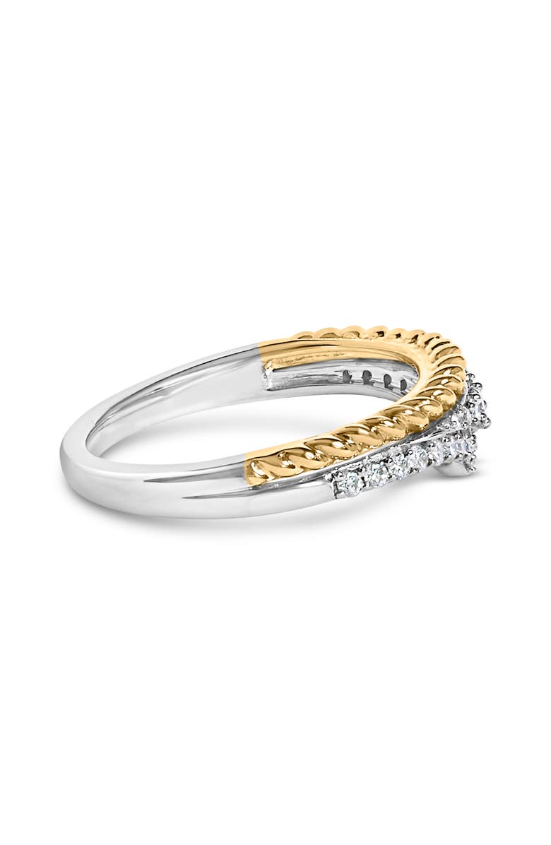 Haus of Brilliance 10K Yellow Gold Plated Sterling Silver 1/4 Cttw Diamond Chevron and Rope Band Ring, Alternate, color, Silver