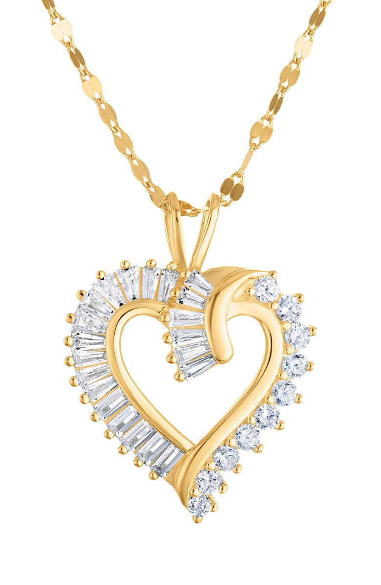 FUZION CREATIONS Cubic Zirconia Heart Pendant Necklace, Main, color, Yellow