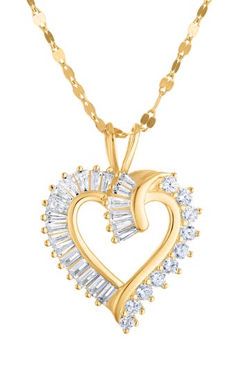 Fuzion Creations Cubic Zirconia Heart Pendant Necklace In Yellow