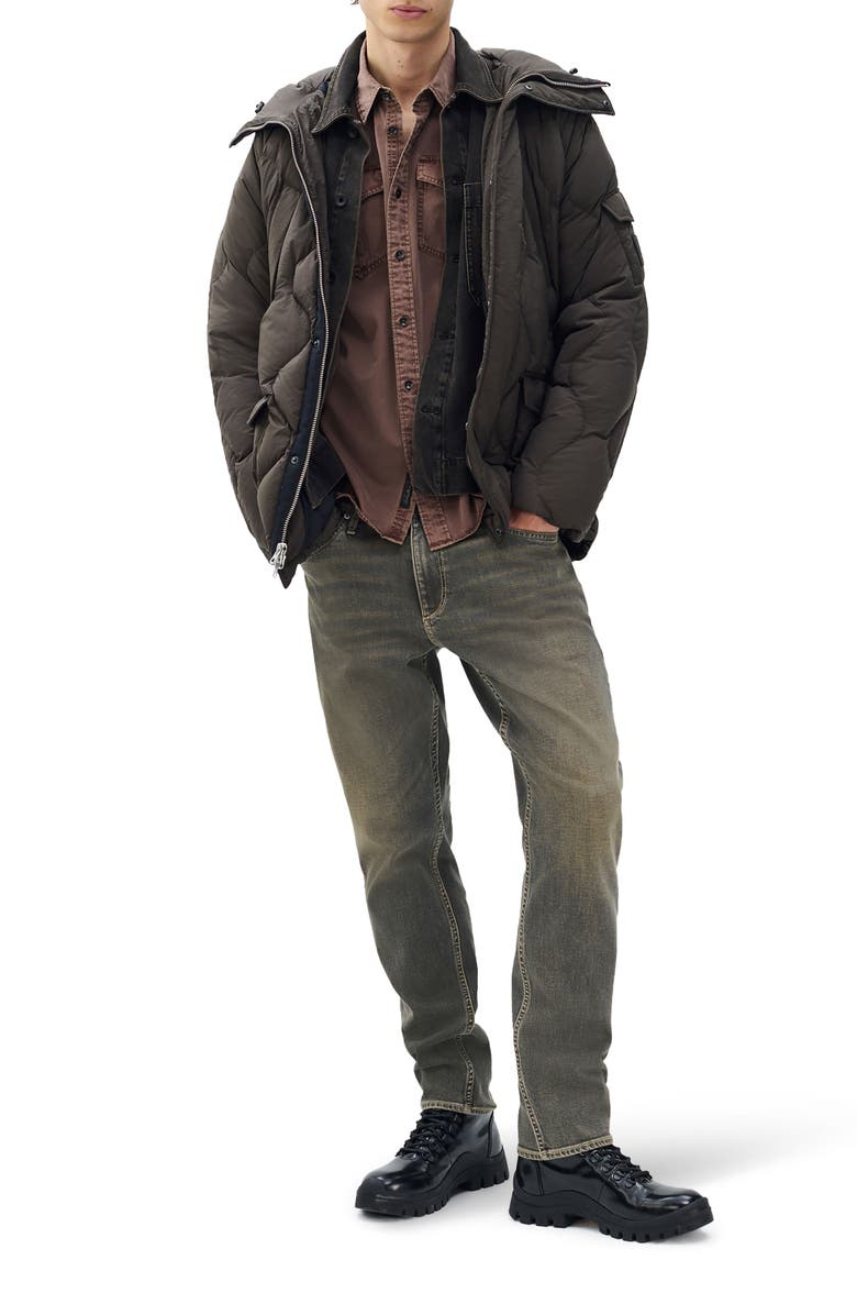 rag & bone Finch Cotton & Lyocell Military Button-Up Shirt, Alternate, color, Coffee