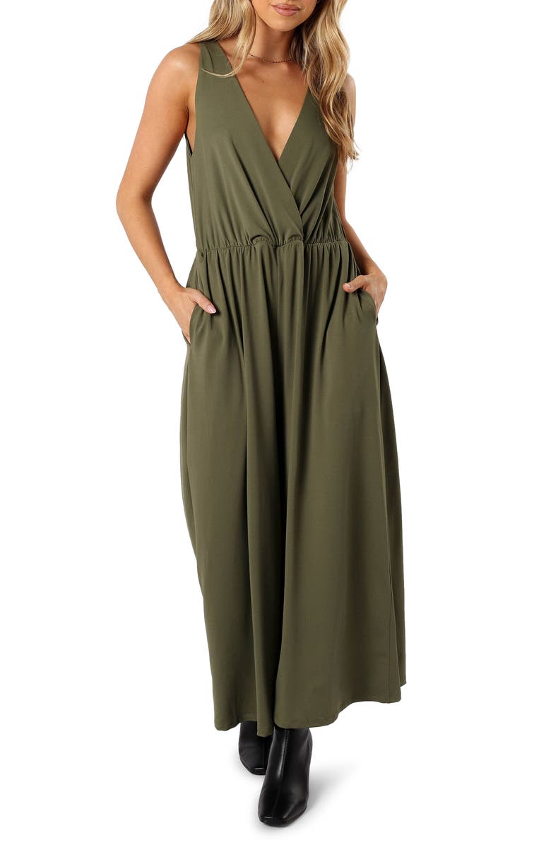Petal & Pup Miya Wide Leg Jumpsuit, Main, color, Olive