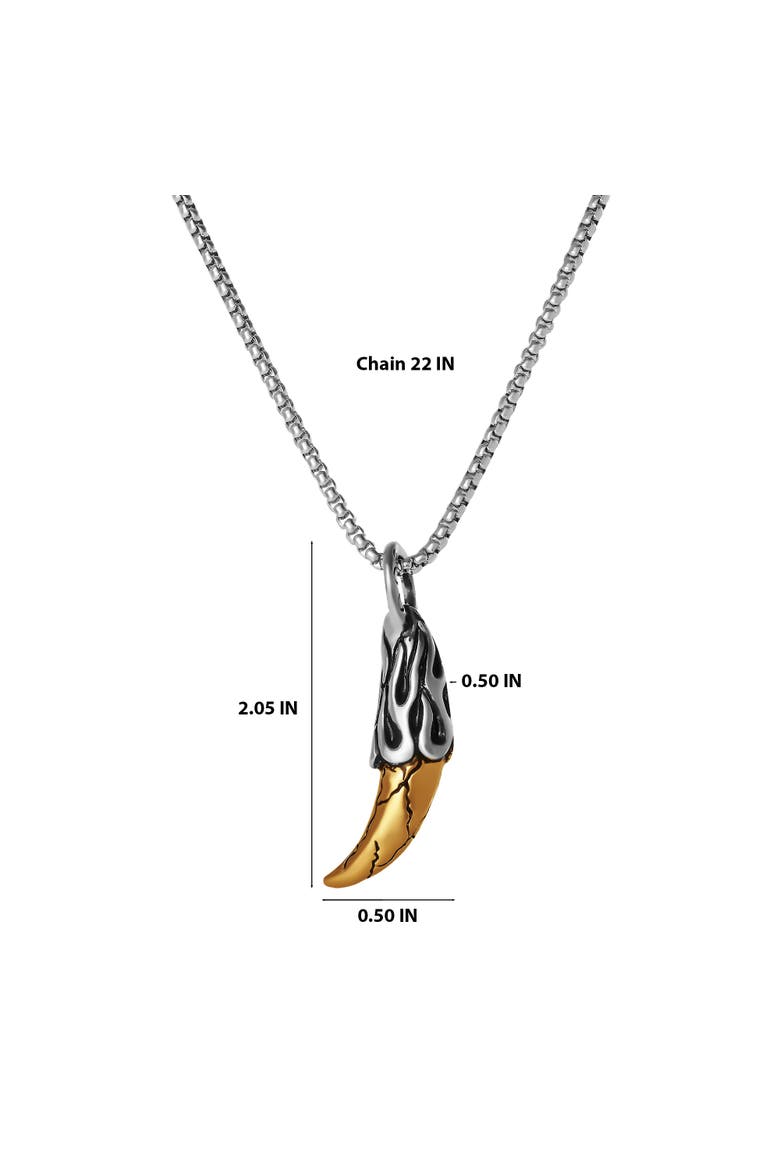 Men's Claw Pendant Necklace, Two-Tone Stainless Steel on 22'' Box Chain, Alternate, color, Silver