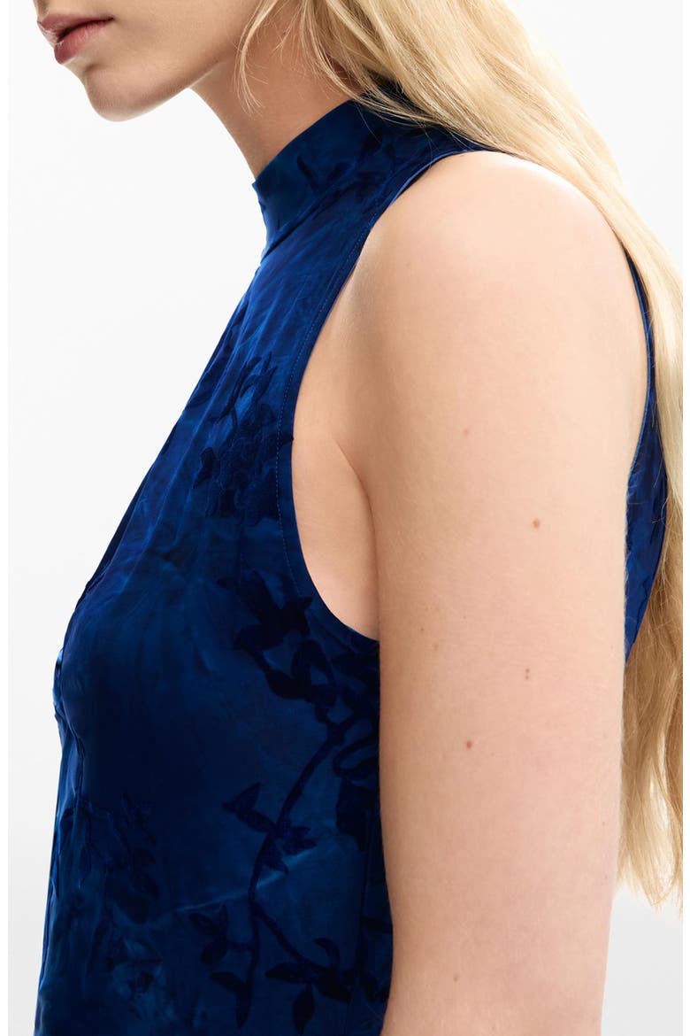 Floral Keyhole Neck Minidress, Alternate, color, DARK BLUE