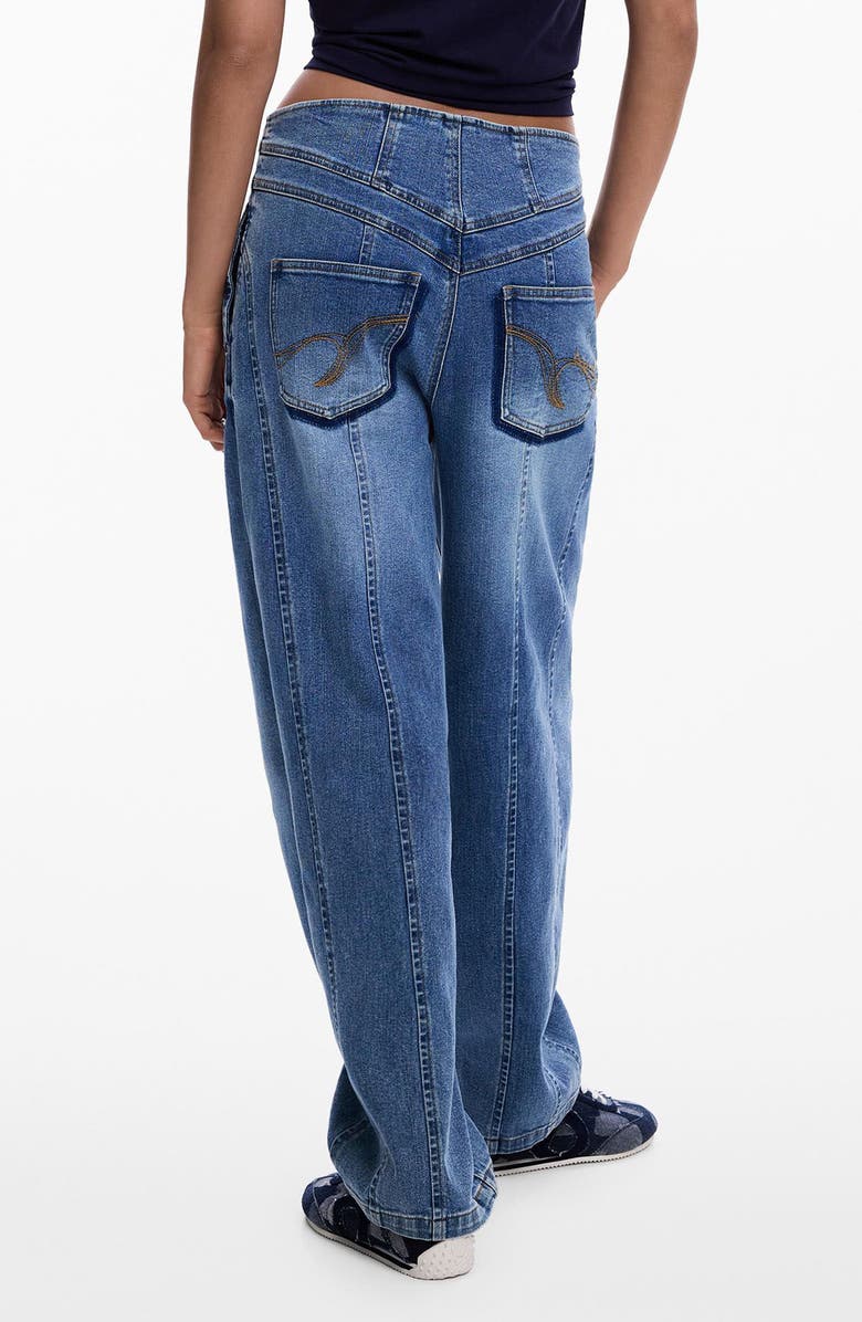 Desigual Barrel Leg Jeans, Alternate, color, Medium Blue