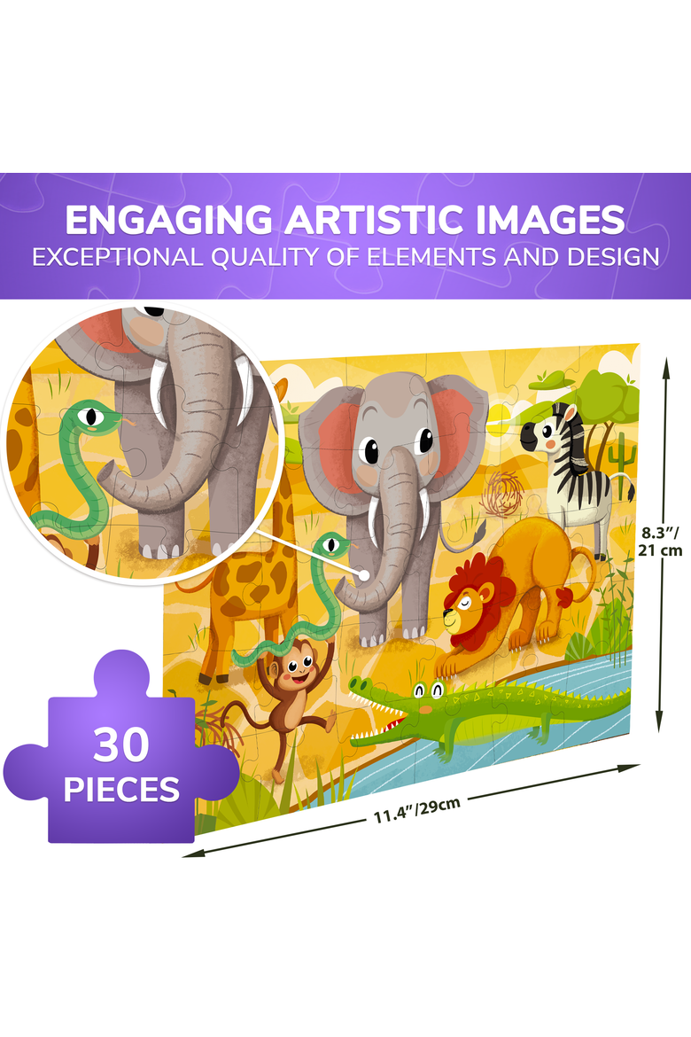 Kids Jigsaw Puzzle 30 Piece - Princess, Animal, Dinosaur, Alternate, color, Africa