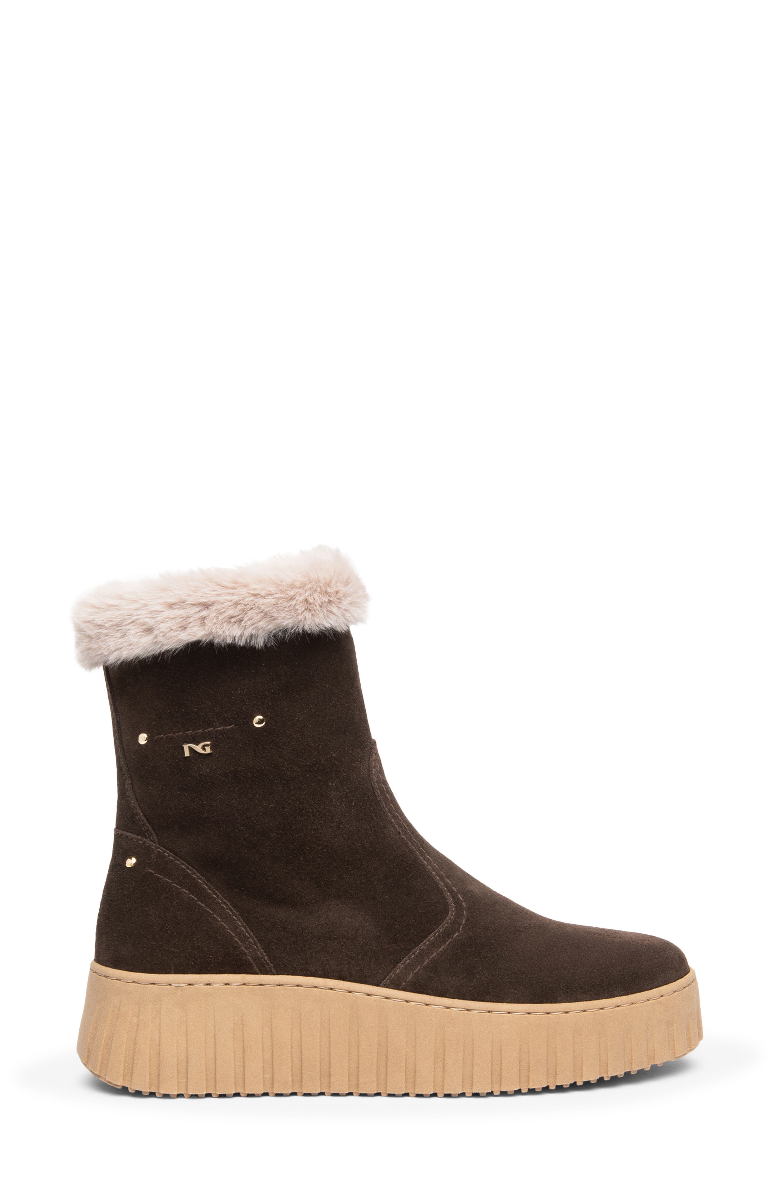 Faux Fur High Top Sneaker, Alternate, color, CHOCOLATE