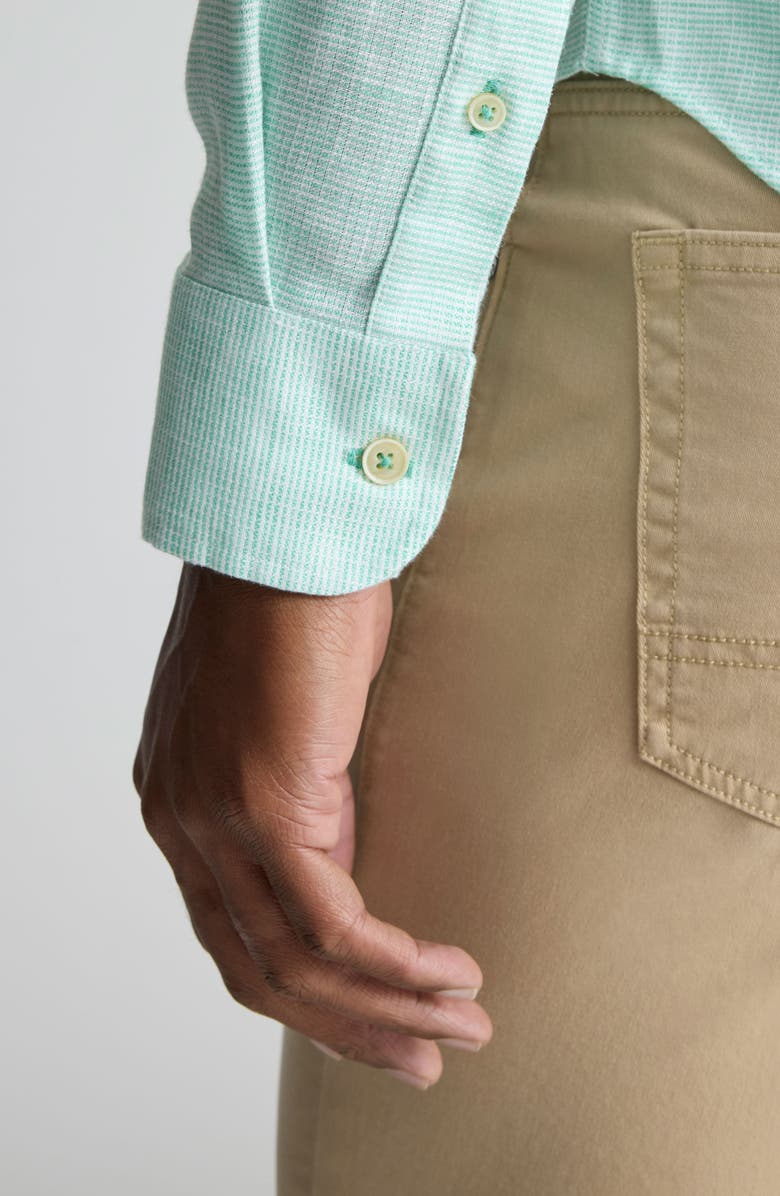UNTUCKit Stripe Wrinkle Resistant Linen Button-Up Shirt, Alternate, color, Green