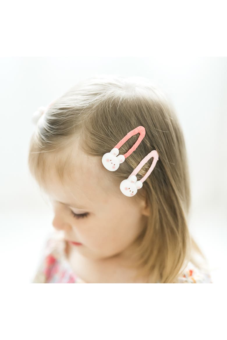 Bunny Hug Hair Clip Set of 7 Baby, Alternate, color, Baby Pink & Coral