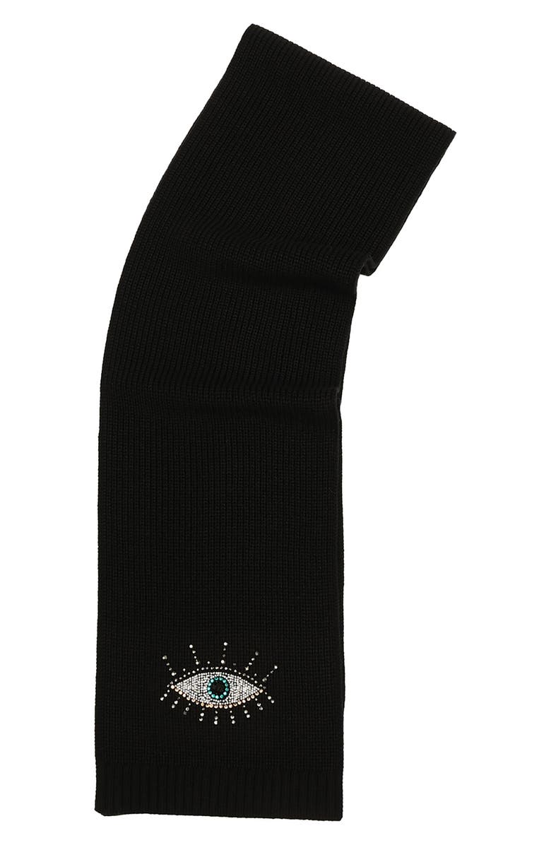 Kurt Geiger London Evil Eye Crystal Embellished Scarf, Alternate, color, 