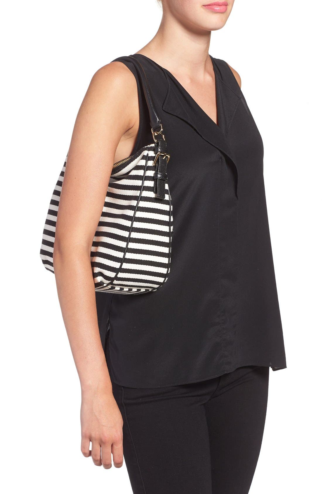 'cobble hill - small ella' crossbody bag, Alternate, color, BLACK/ CREAM