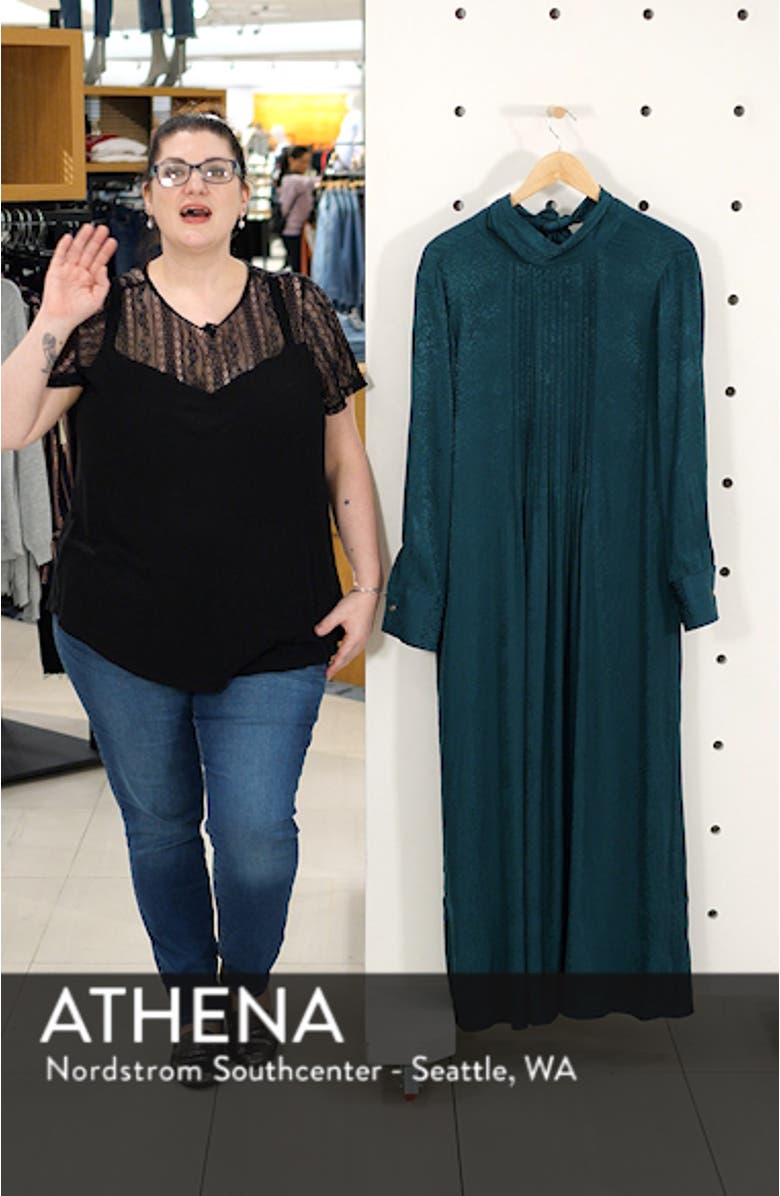 Jacquard Pintuck Satin Midi Dress, sales video thumbnail