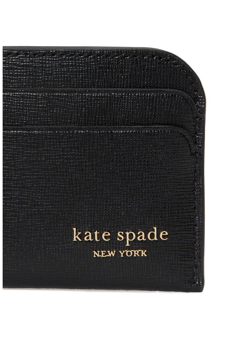 devin saffiano leather card holder, Alternate, color, BLACK