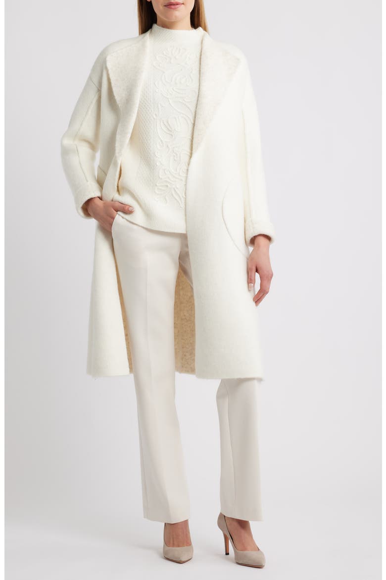 Wing Collar Sweater Coat, Main, color, WHITE DOVE HEATHER