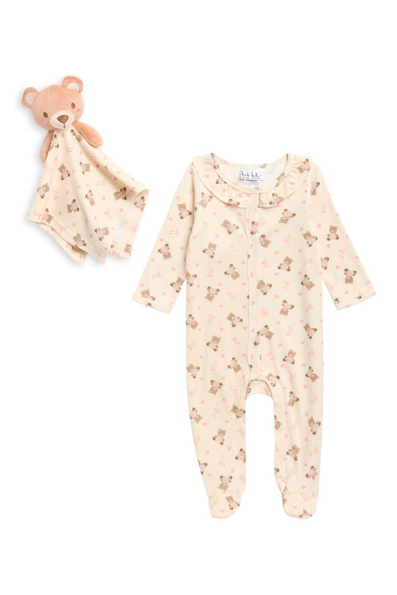 Print Footie & Lovey Set, Main, color, SAND DOLLAR