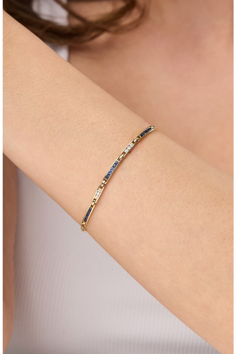 18K Gold El Mar Gemstone and Natural Diamond Line Bracelet, Alternate, color, 18K GOLD/ BLUE SAPPHIRE