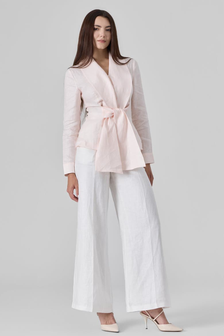Linen Waist Tie Shirt, Alternate, color, Light Pink