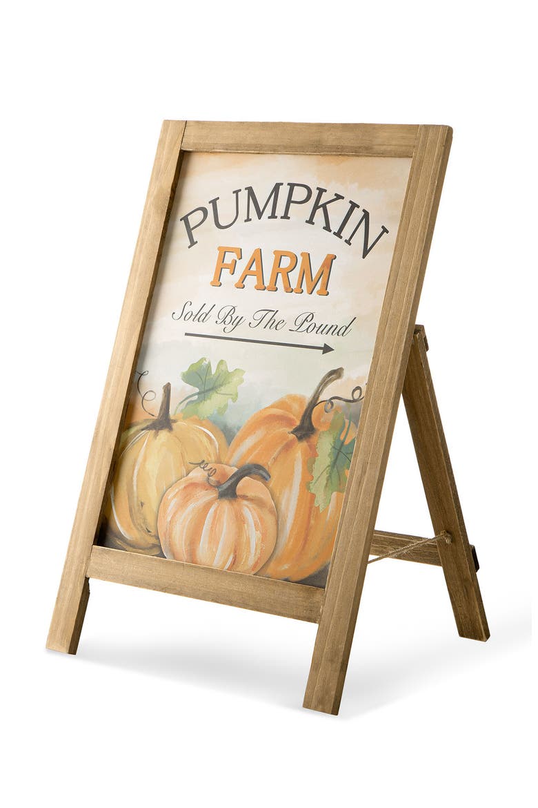 24"H Fall Wooden Easel Porch Sign Standing Decor, Main, color, Orange