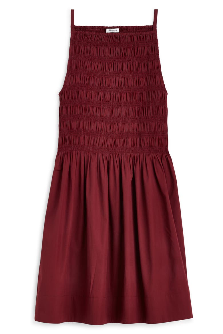 Smocked High Neck Minidress, Alternate, color, DUSTY MERLOT
