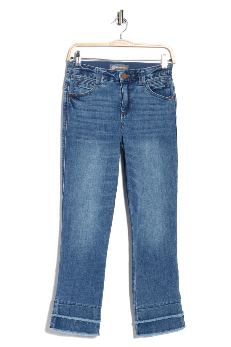 Double Layer Fray Hem Kick Flare Jeans, Alternate, color, MID BLUE ARTISANAL