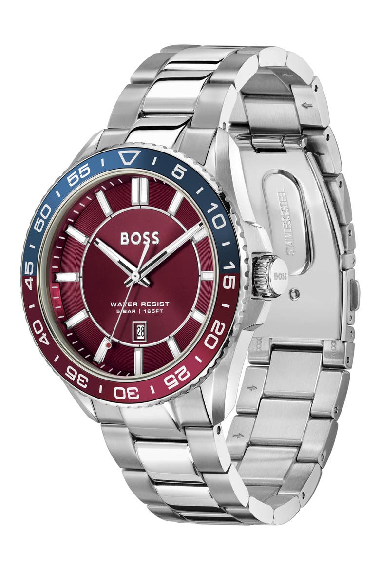 Runner Bracelet Watch, 44mm, Alternate, color, SILVER/ RED
