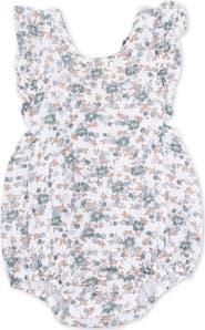 Angel Dear Camille Floral Ruffle Organic Cotton Muslin Romper