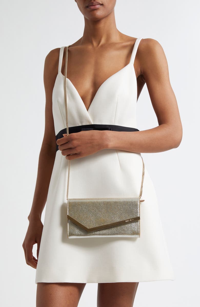 Jimmy Choo Emmie Glitter Leather Clutch, Alternate, color,