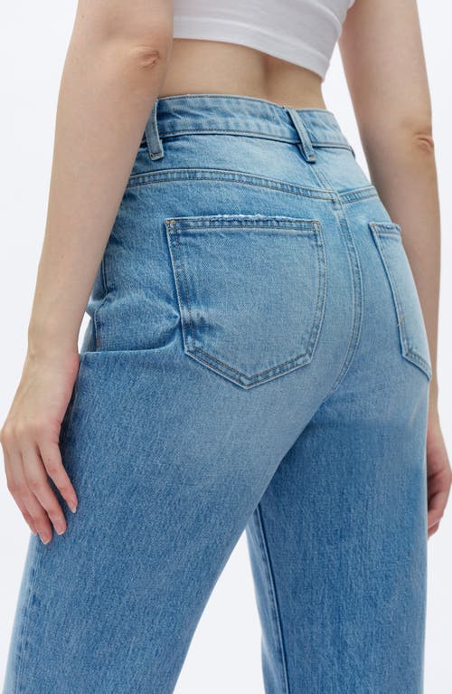 Bayeas High Waist Raw Hem Ankle Straight Leg Jeans In Blue