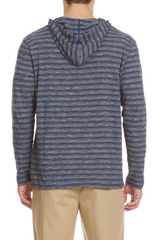 Quiksilver Stripe Slub Hoodie In Blue
