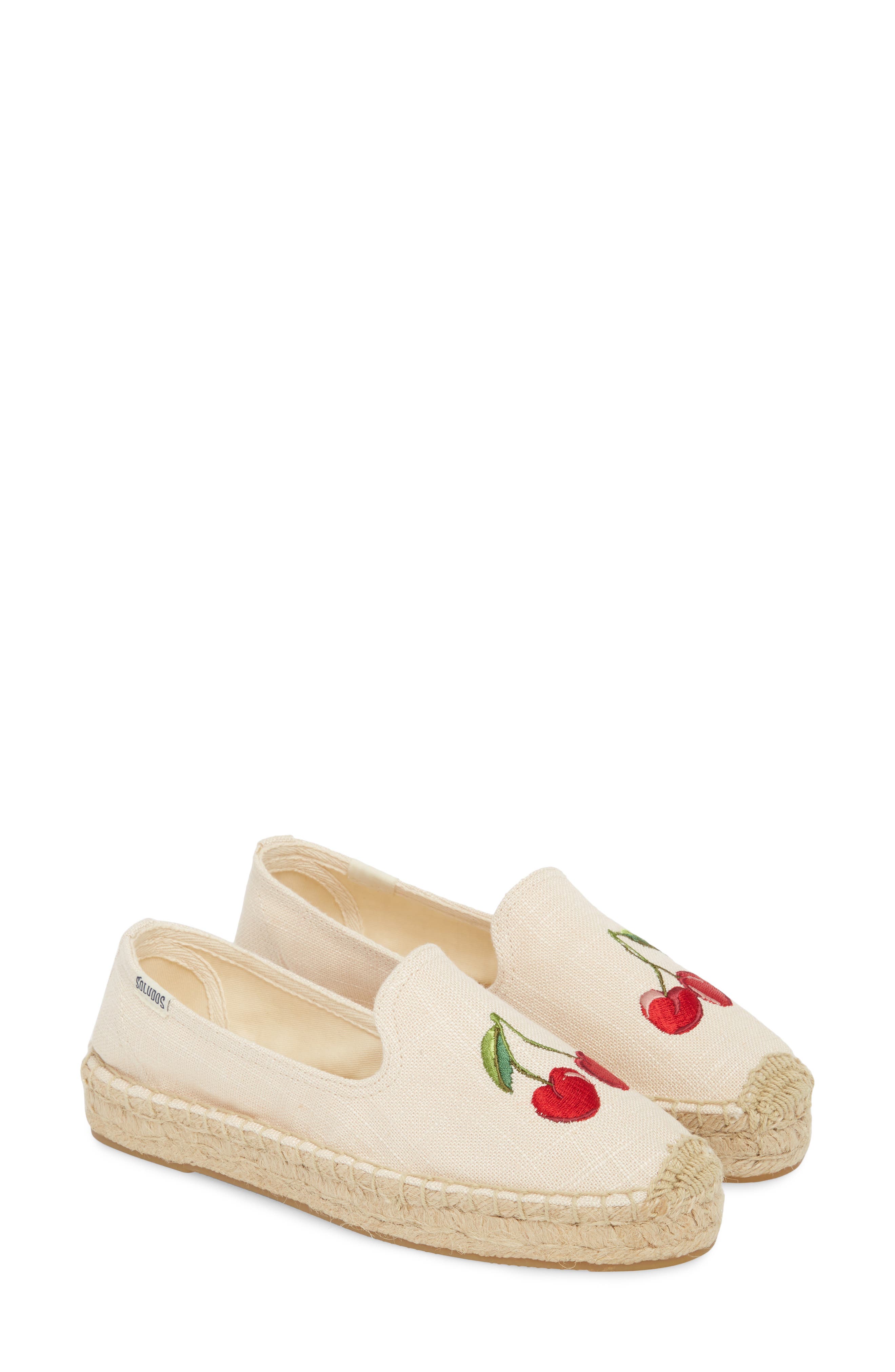 Cherries Embroidered Espadrille, Alternate, color, BLUSH